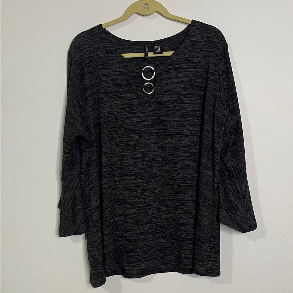 Women's Charcoal Gray Top with Ring Detail New Directions